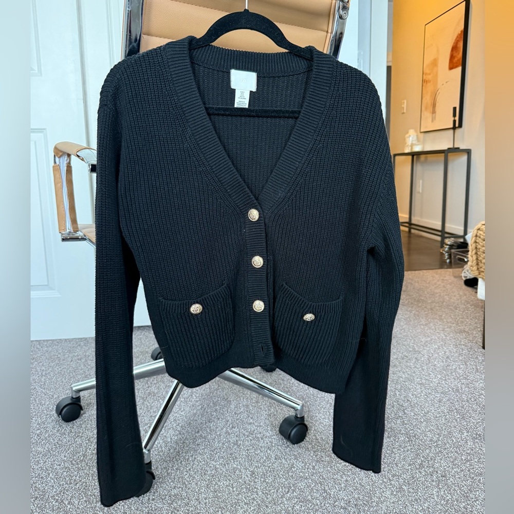H&M Black Cardigan with Gold Buttons - Picture 2 of 4